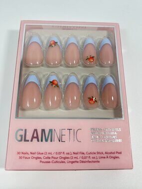 NEW Glamnetic Capri Coast Press-On Nails Blue French Tip Oval NIB